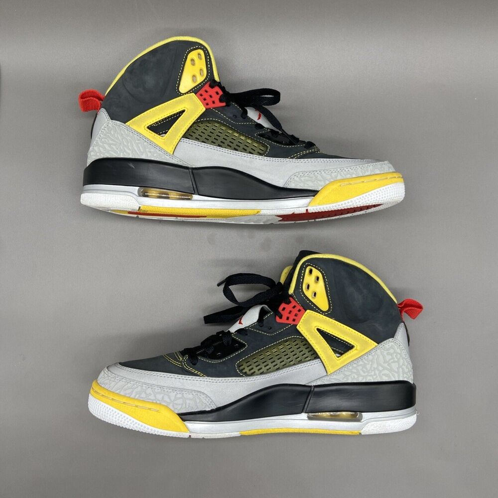 Nike Jordan Spizike Sz 12 Mens Shoe Metallic Silver Wolf Grey Yellow 315371-050 - Picture 2 of 13